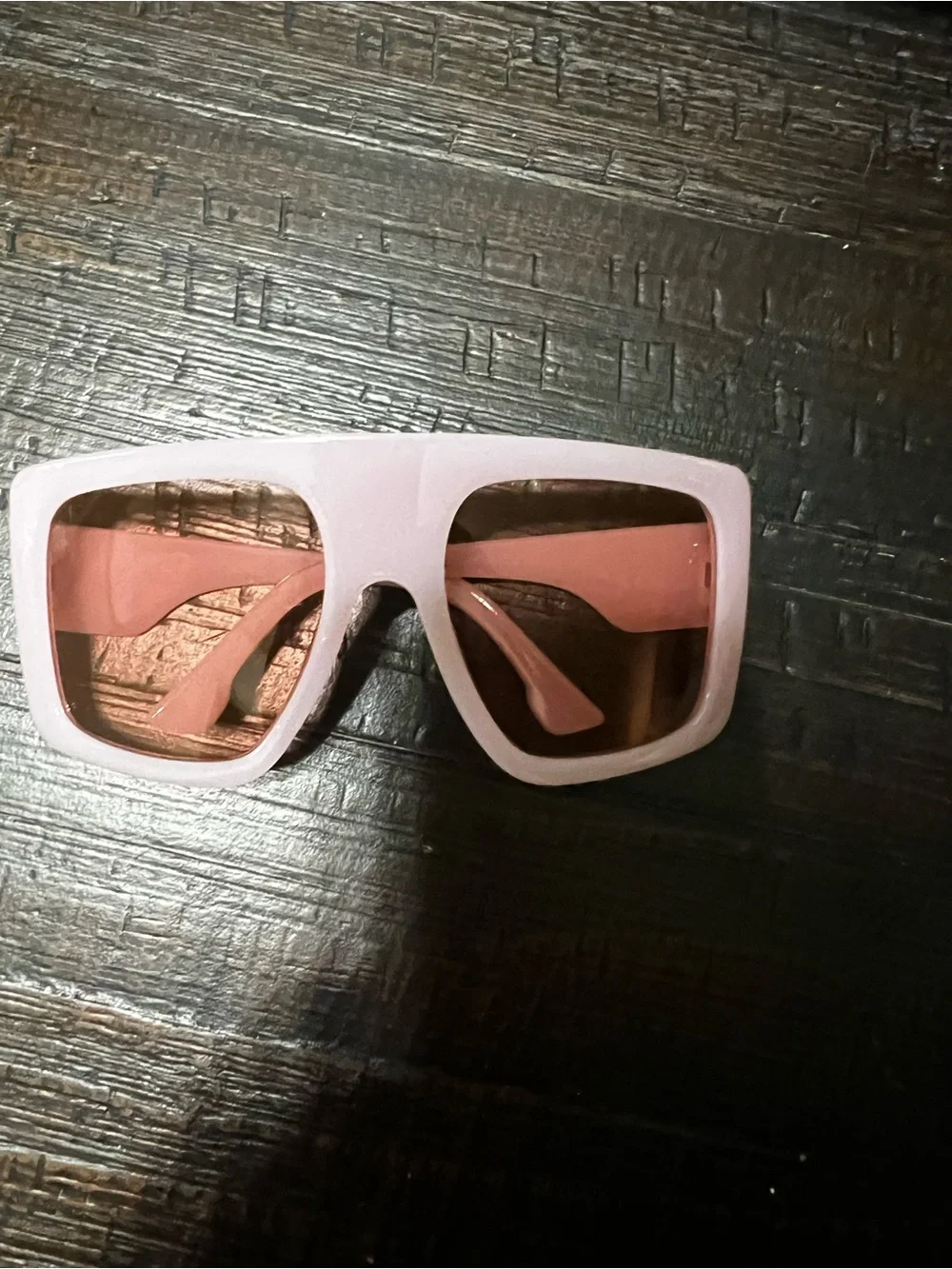 NEW Chunky Oversized Sunglasses in Light Pink with Rose Lenses